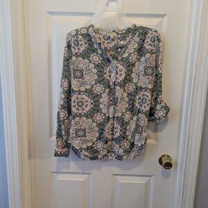 Loft pink and green boho top - xs